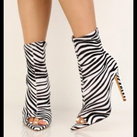 zebra print booties shoes